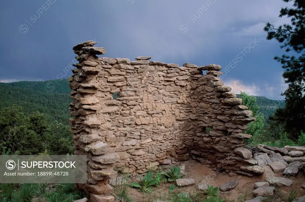 Wall of one room, Sheshukwa Ruin, San Juan Mesa, New Mexico, USA