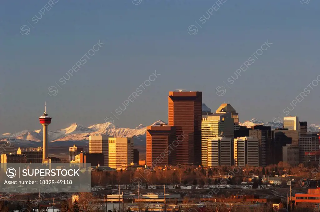 City skyline in winter, Calgary, Alberta, Canada
