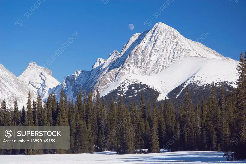 Snow_covered mountains, Kananaskis Country, Alberta, Canada