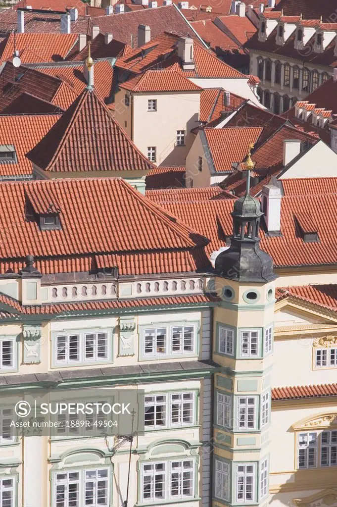 prague, czech republic, building windows and roof tops