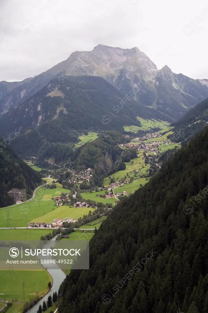 mayrhofen, tyrol, austria, view of the town from a mountain