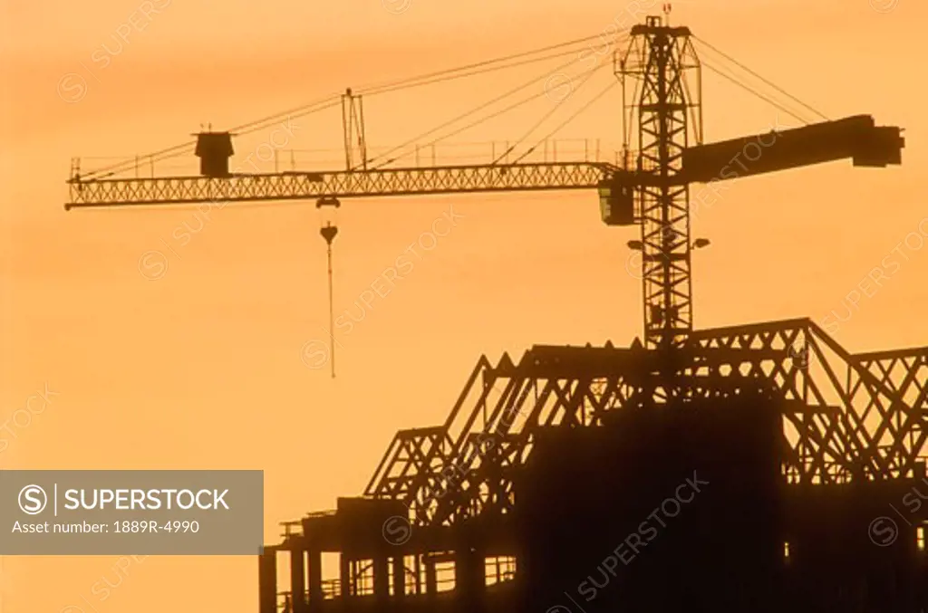Silhouette of a large crane