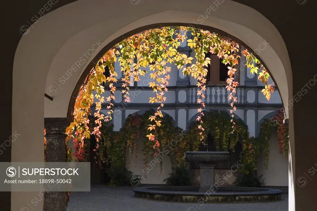archway entrance to a castle courtyard, grein, austria