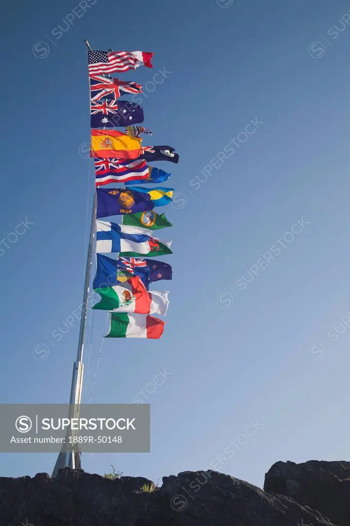 international flags, campbell river, british columbia, canada