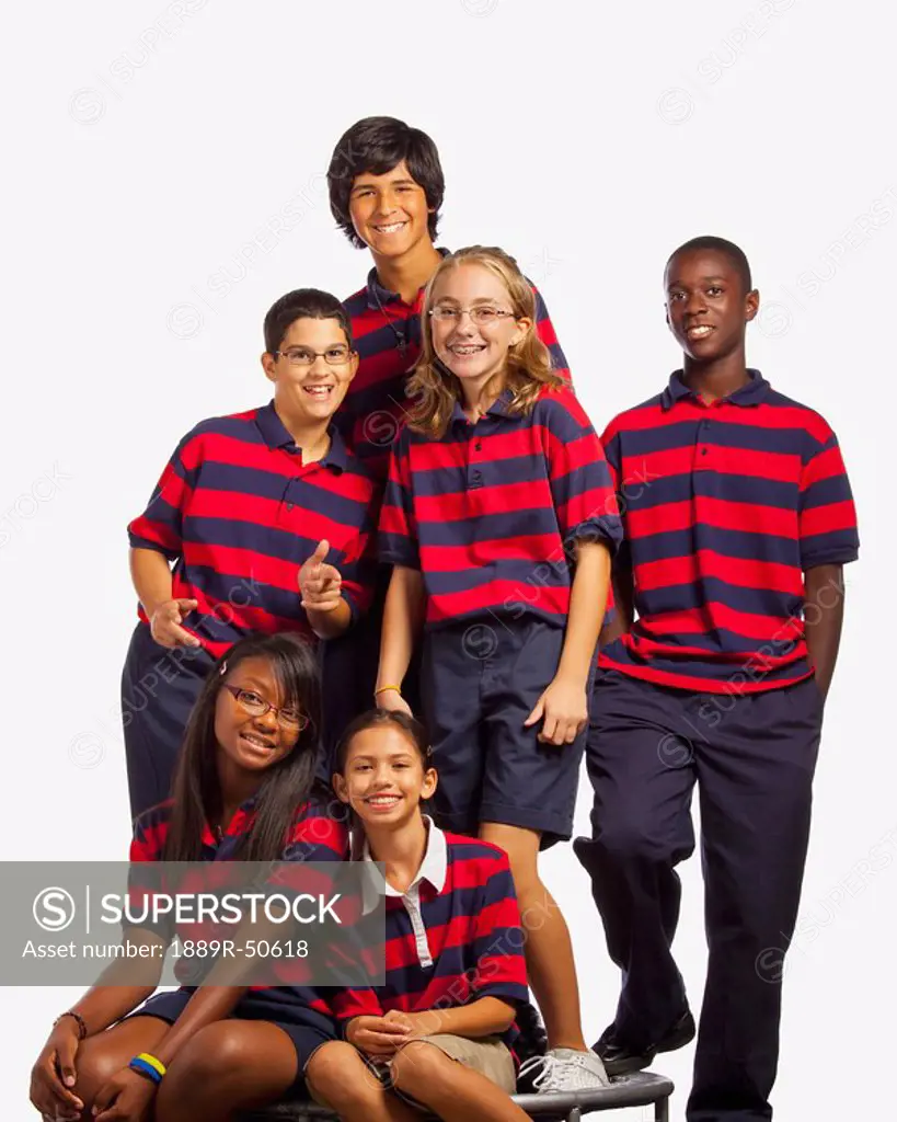 group of students in matching shirts