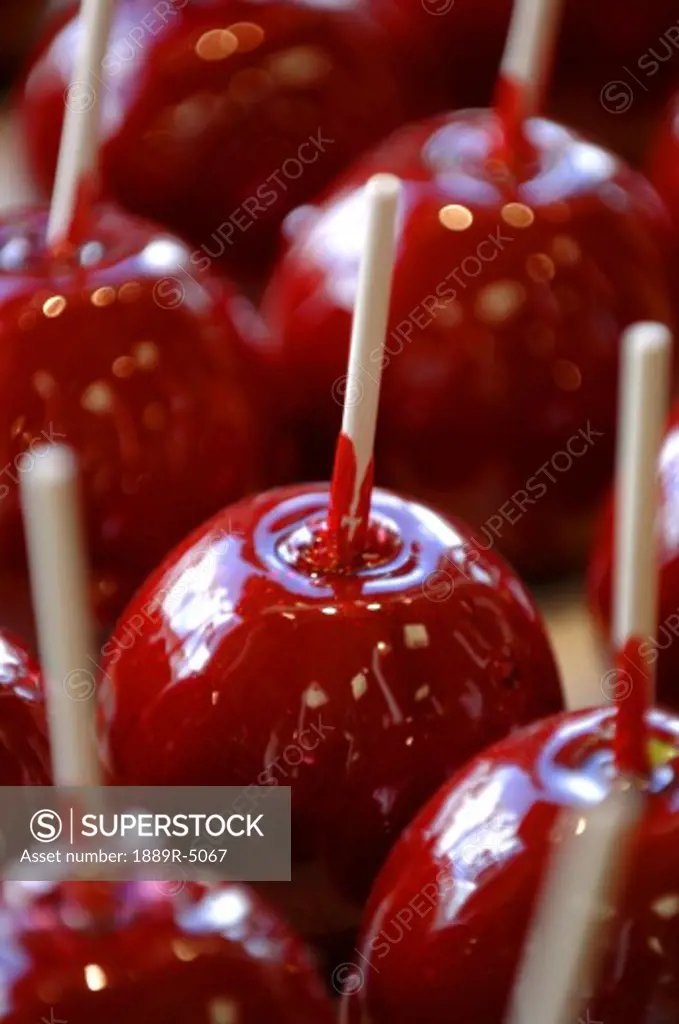 A close-up of candy apples