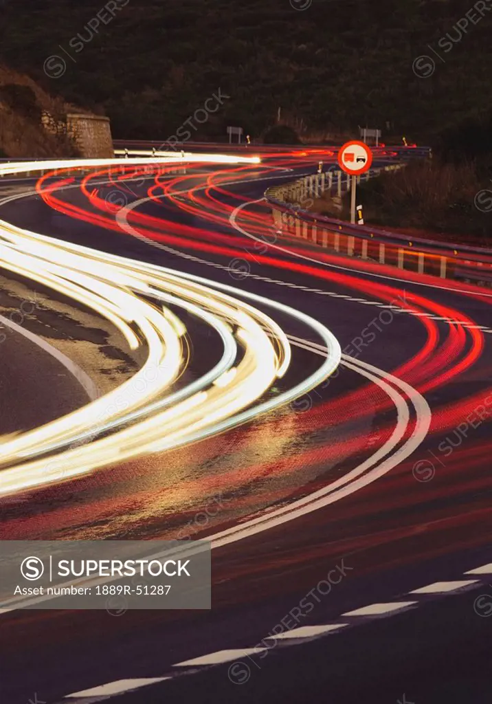 vehicle lights on a road
