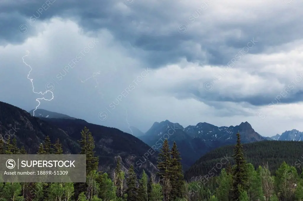 colorado, united states of america, lightning strikes in the weminuche wilderness during a severe summer thunderstorm