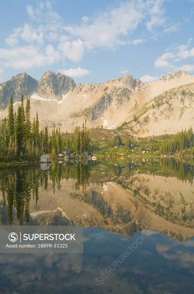eagle cap wilderness, oregon, united states of america, reflection of mountains on blue lake