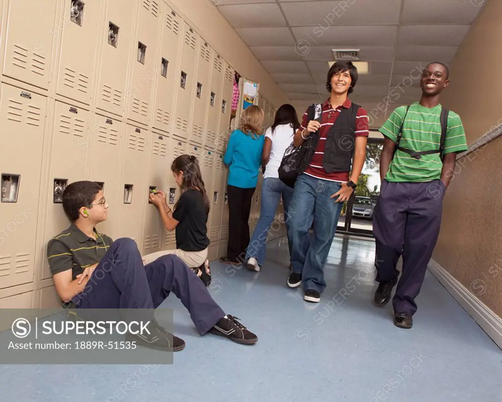fort lauderdale, florida, united states of america, students in the school hallway