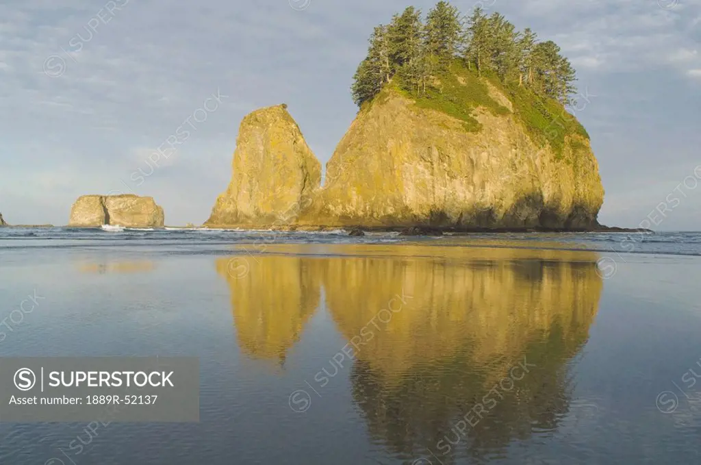olympic national park, washington, united states of america, a large rock off the shore of second beach on the olympic coast