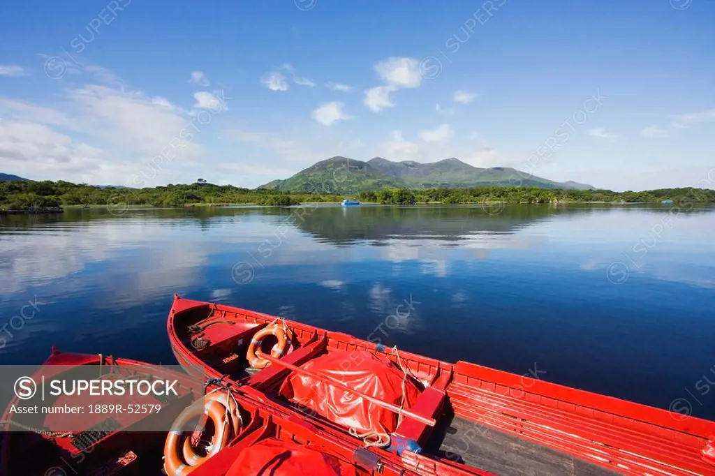 killarney, county kerry, munster, ireland, two boats in the water