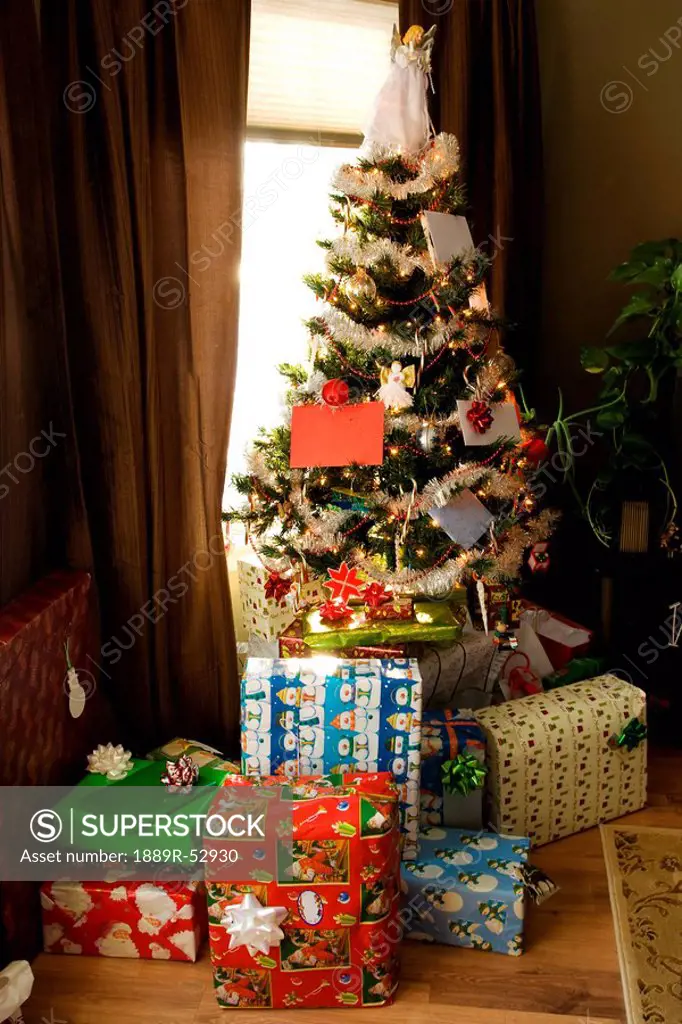 gifts around the christmas tree