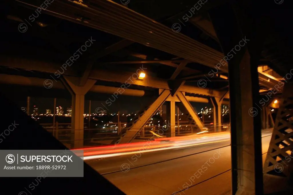 edmonton, alberta, canada, the high level bridge going over the north saskatchewan river at night
