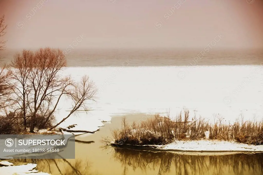St. Catharines, Ontario, Canada, Snow Along The Shore Of Lake Ontario