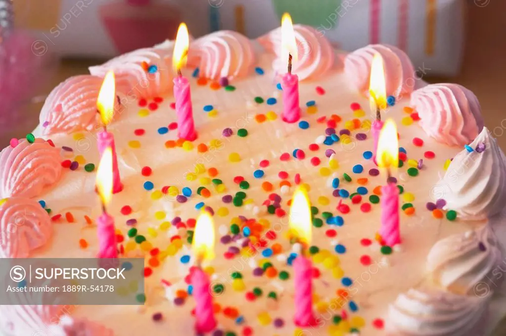 Knoxville, Tennessee, United States Of America, Candles Lit On A Birthday Cake
