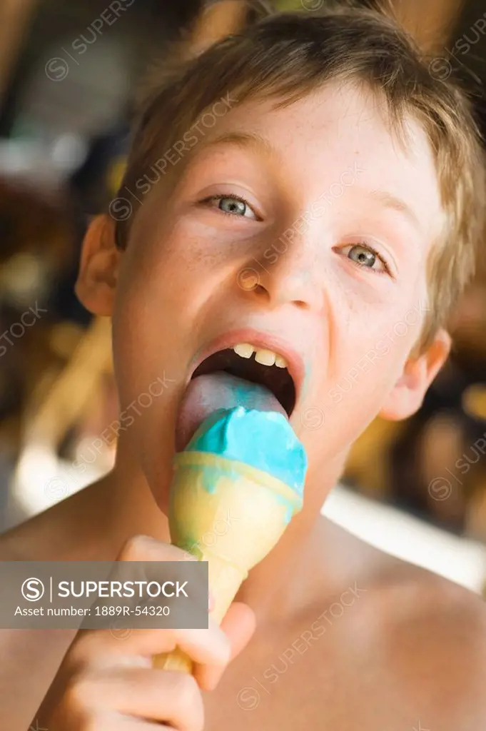 Willmar, Minnesota, United States Of America, A Boy Eating An Ice Cream Cone