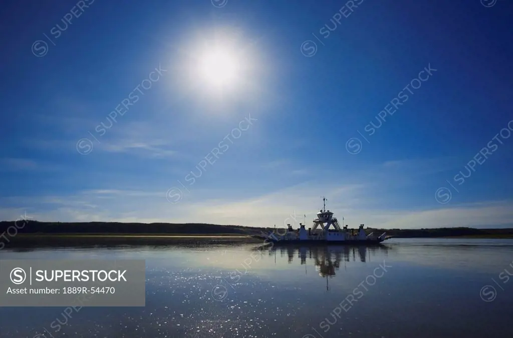 Northwest Territories, Canada, Ferry Crossing The Mackenzie River