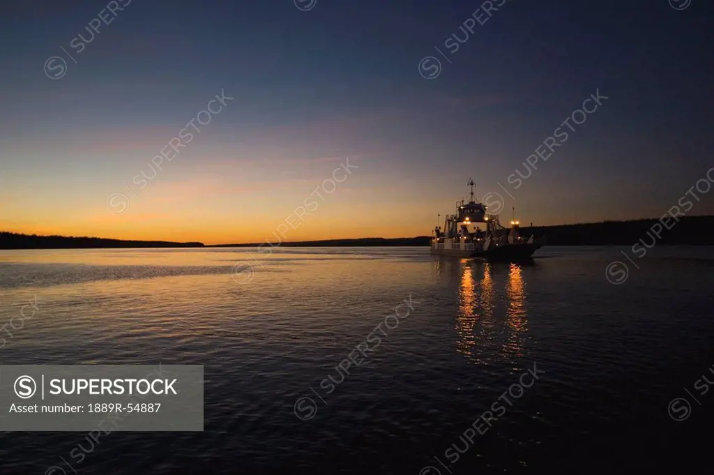 Northwest Territories, Canada, Ferry Crossing The Mackenzie River