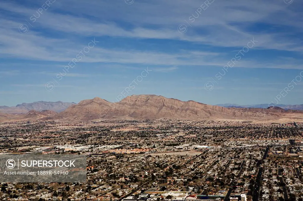 Las Vegas, Nevada, United States Of America, The City Of Las Vegas And Mountains In The Background