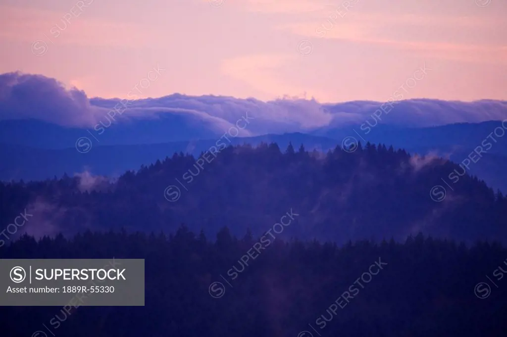 Oregon, united states of america, a winter sunrise over mount hood