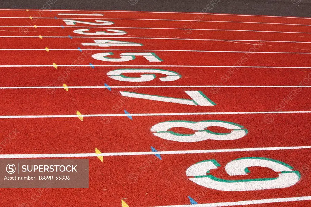 numbers in a row to mark the lanes on a running track
