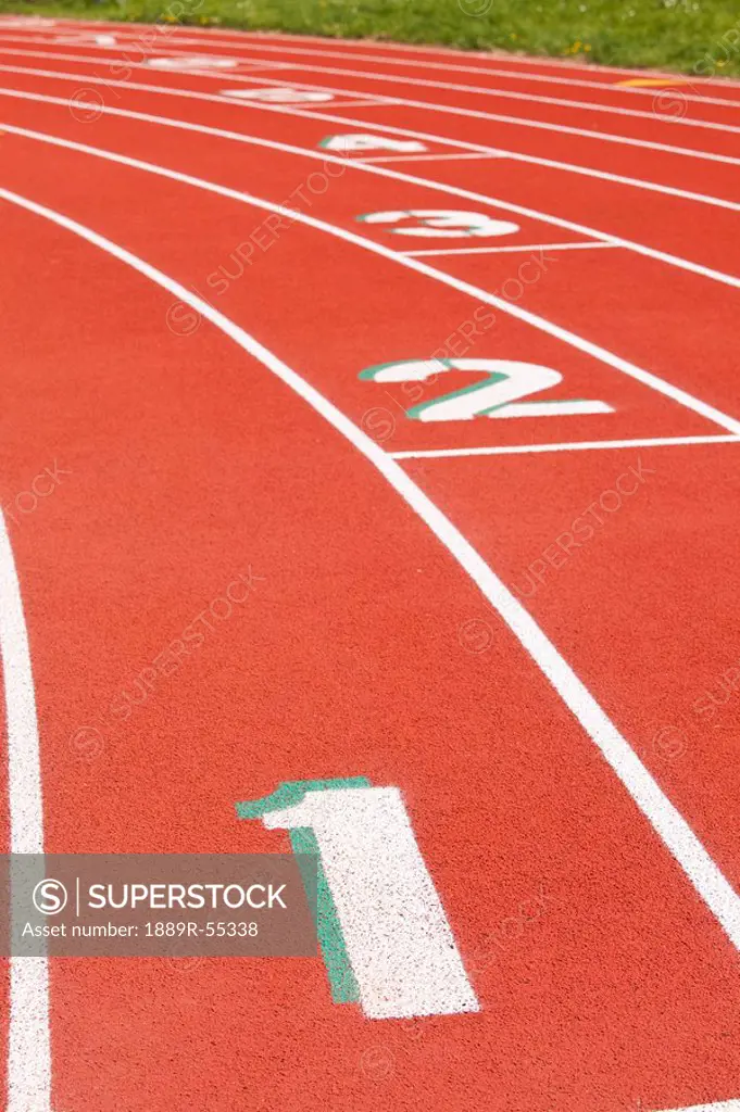 numbers in a row to mark the lanes on a running track