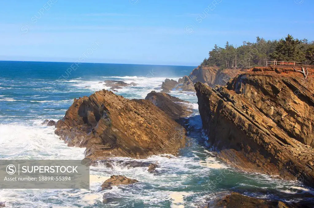 oregon, united states of america, rock formations at shore acres state park along the coast of the pacific ocean