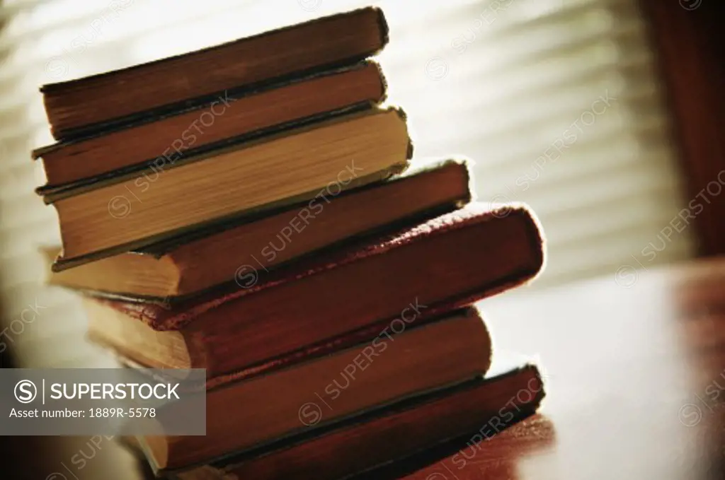 A stack of worn books