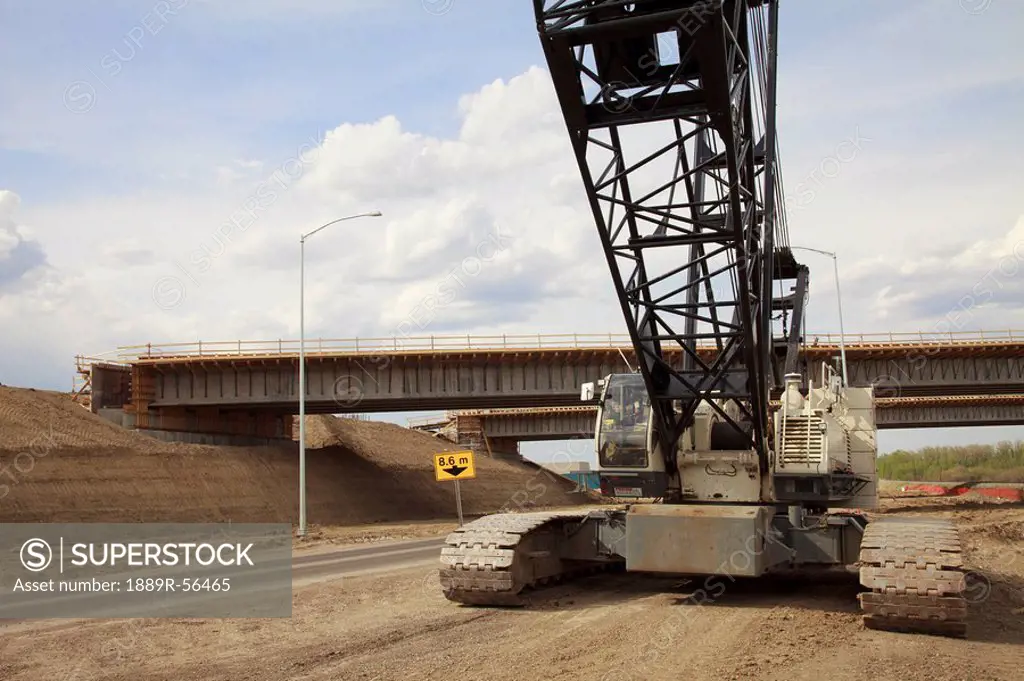 st. albert, alberta, canada, large crane for bridge construction