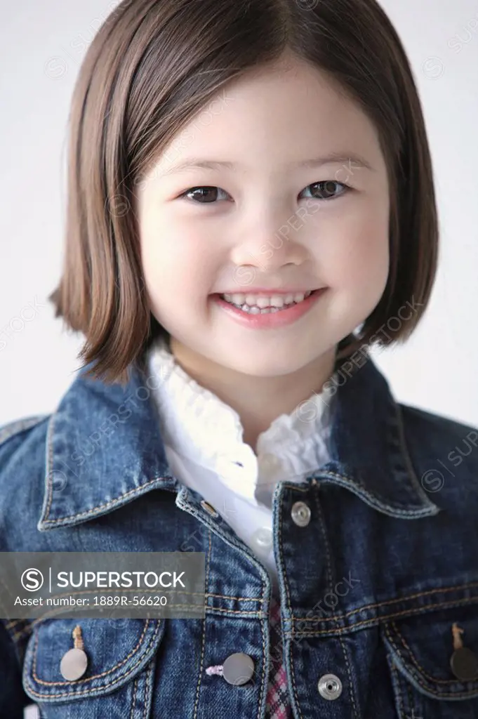 young girl with denim jacket