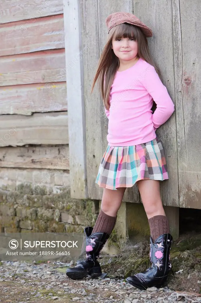 young girl wearing a hat and cowboy boots, troutdale, oregon, united states of america
