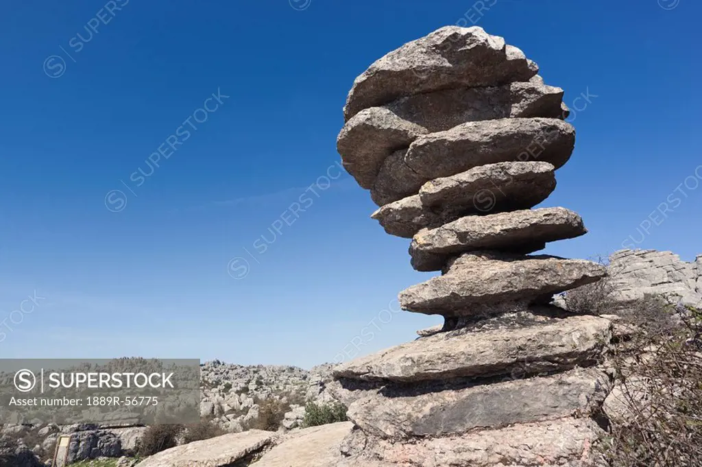 malaga, andalusia, spain, rock formation known as el tornillo, or the screw in el torcal park nature reserve near antequera