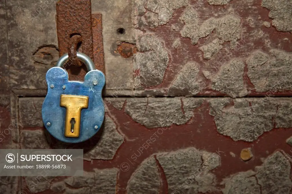kilmainham, dublin, ireland, a vintage lock on a rusted door