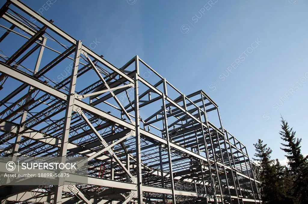 st. albert, alberta, canada, steel frame of a building under contruction