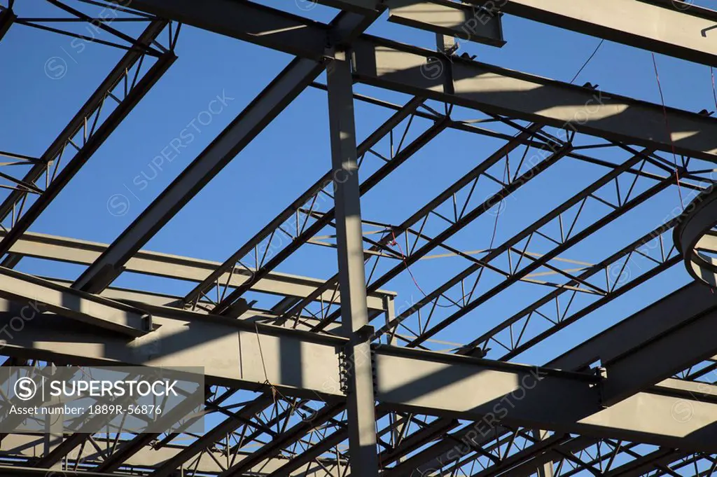 st. albert, alberta, canada, steel frame of a building under construction