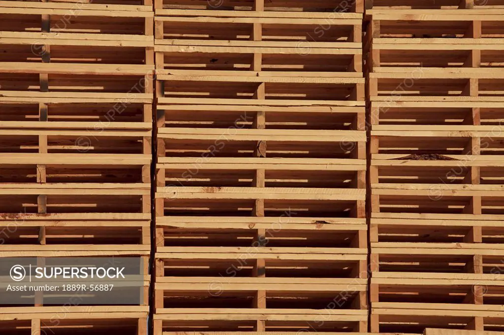 edmonton, alberta, canada, stacked wooden pallets