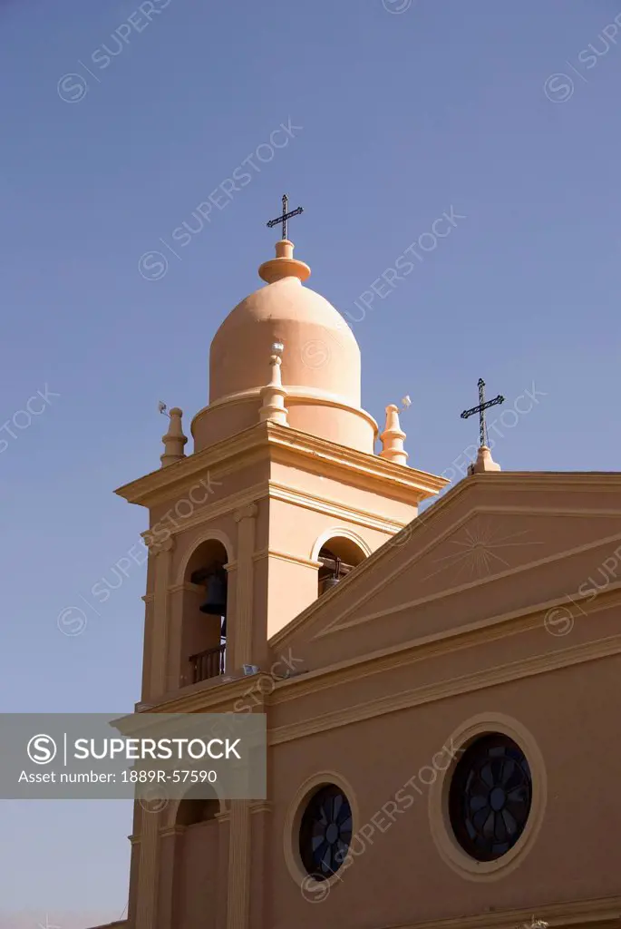 a bell tower on a church, cafayate, salta, argentina
