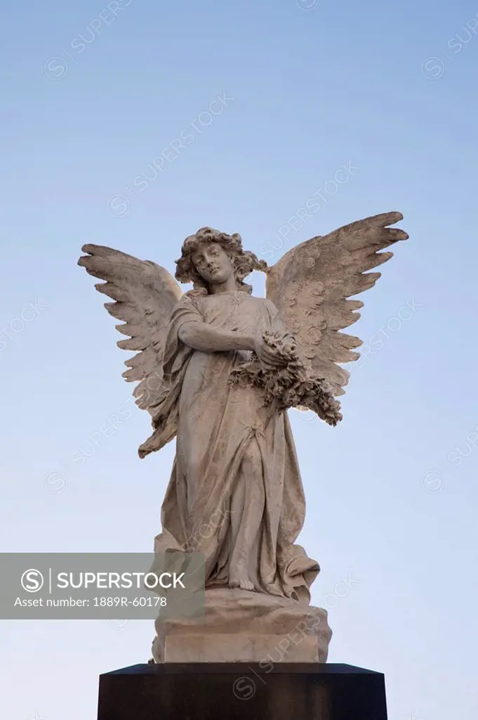 Buenos Aires, Argentina, South America, A Statue Of An Angel In Recoleta Cemetary