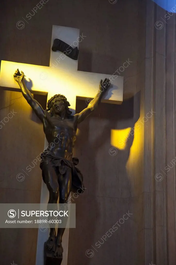 Buenos Aires, Argentina, Statue Of Jesus On A Cross In Recoleta Cemetery
