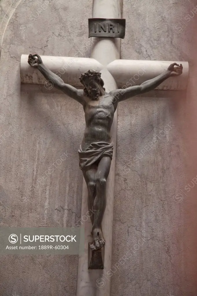 Buenos Aires, Argentina, Statue Of Jesus On A Cross In Recoleta Cemetery