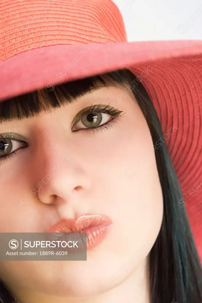 Woman with puckered lips