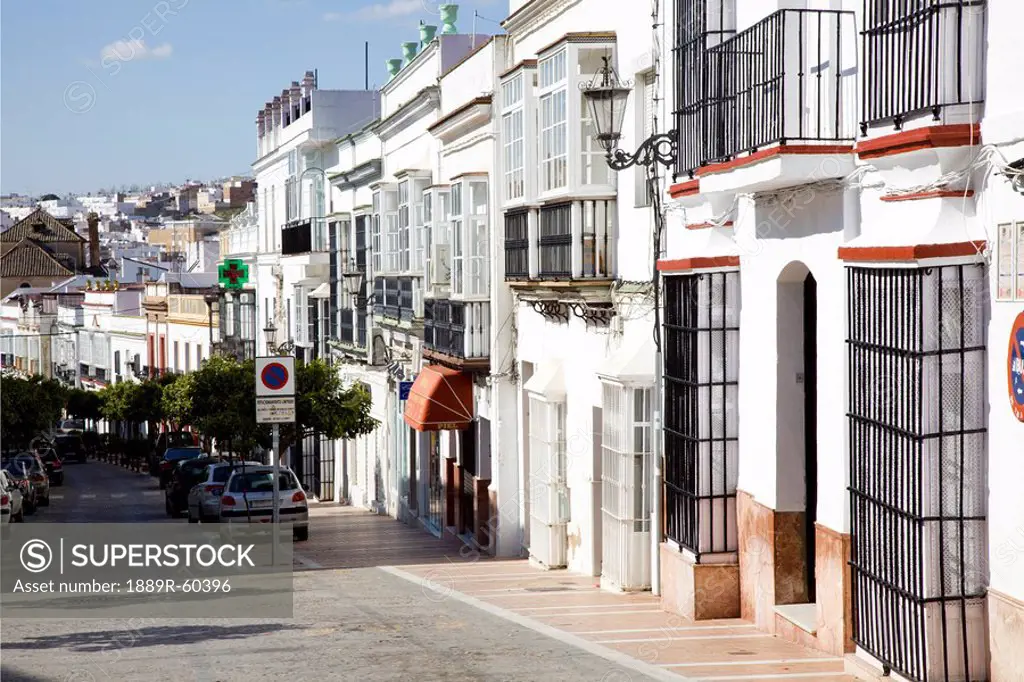 Arcos De La Frontera, Andalusia, Spain, White Buildings Along The Street