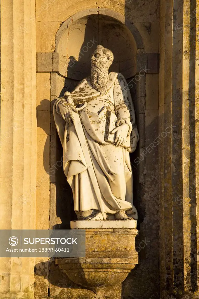 Medina Sidonia, Andalusia, Spain, A Stone Statue At The Iglesia Mayor