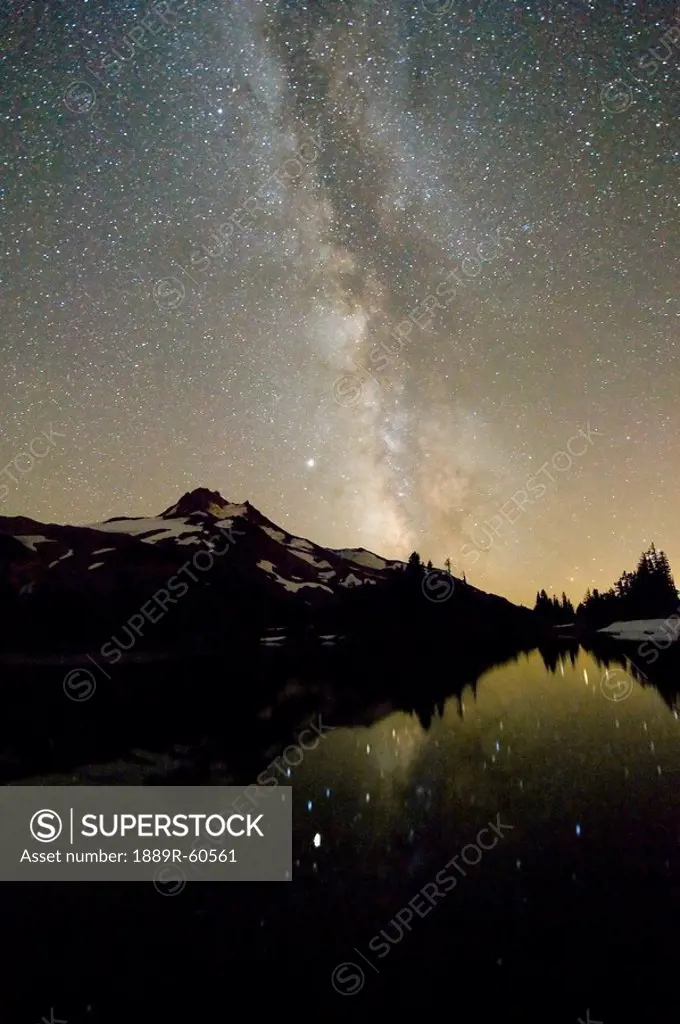 Oregon, United States Of America, Milky Way Over Mt. Jefferson