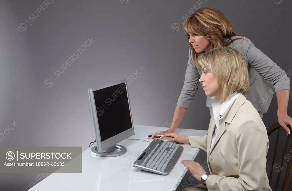 Jordan, Ontario, Canada, Two Women Working At A Computer