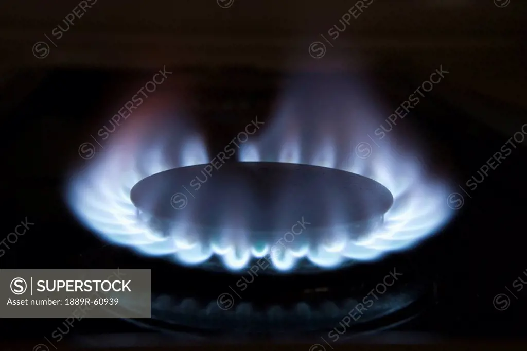 A Gas Burner With Blue Flames