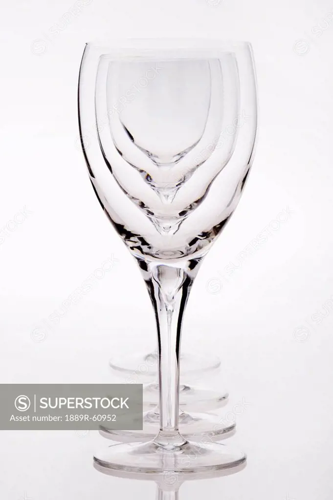 A Row Of Empty Wine Glasses