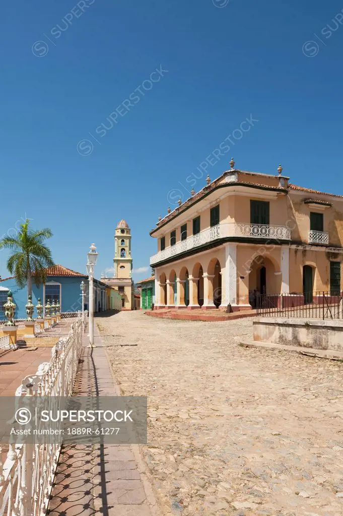 Palacio Brunet, Now The Museo Romantico, With The Iglesia Y Convento De San Francisco In The Background, Trinidad, Cuba