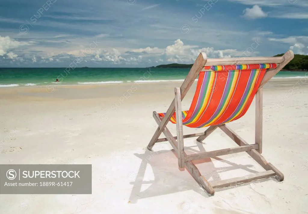 Deck Chair On The White Sand Of Samui Beach, Samui Island, Koh Samui, Thailand